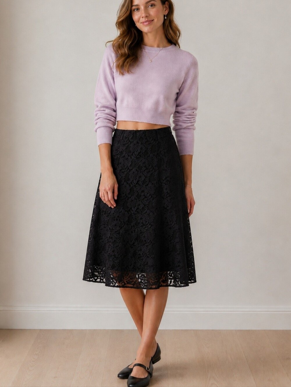 Old Navy Black Lace A-Line Skirt Romantic Goth size 8